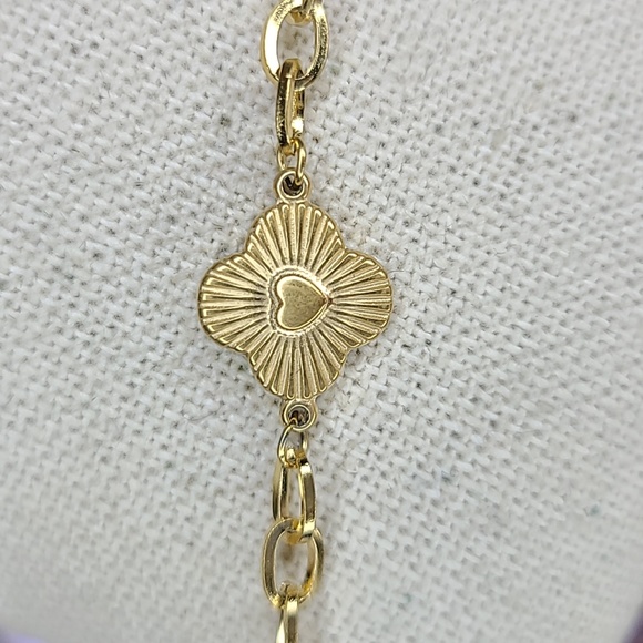 Gold Bracelet Brand New Clover Heart European Design Contemporary Fashion Style - Picture 3 of 4